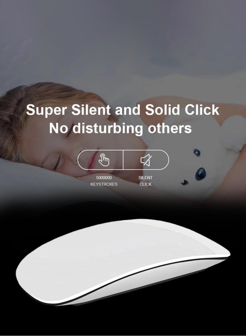 جلاسولوجي Magic Rechargeable Wireless Touch Scroll Optical Mouse Strong Bluetooth 5.1 Connection 1200 DPI Precision Sensor Ambidextrous Design for iPad iMac Desktop & Laptop in Elegant White - Image 5